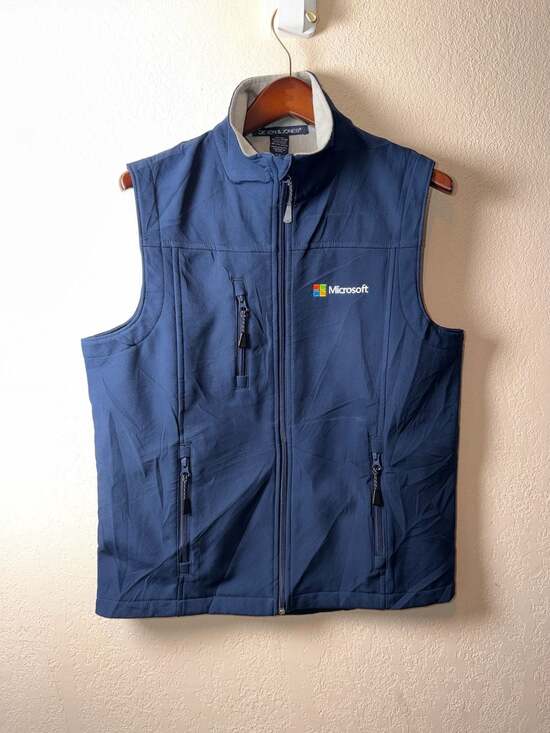 Devon‎ & Jones Microsoft Corporate Softshell Vest Navy Blue Size Small